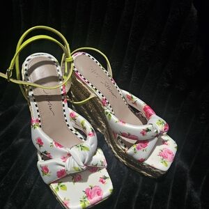 Betsey Johnson Pansie Platform Ankle Strap Espadrilles Size US 7M